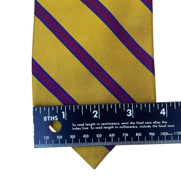 Huntington Mens Yellow & Purple Striped Tie Classic Length Elegant Accessory - Picture 7 of 7